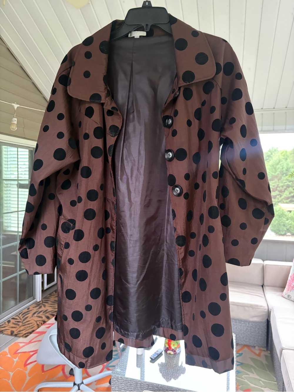 UbU Women's Brown Polka Dot Button-Front Trench Coat